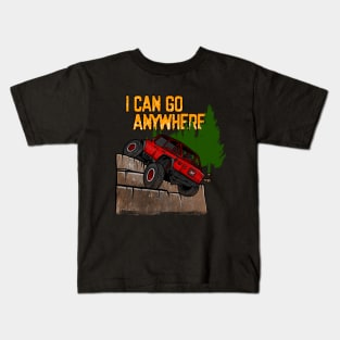 Red Jeep Flex I Can Go Anywhere Kids T-Shirt